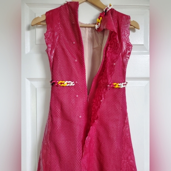 Gianni Versus Versace Pink Sleeveless Dress Size IT 38/ XS w Chain Detail - Picture 8 of 15